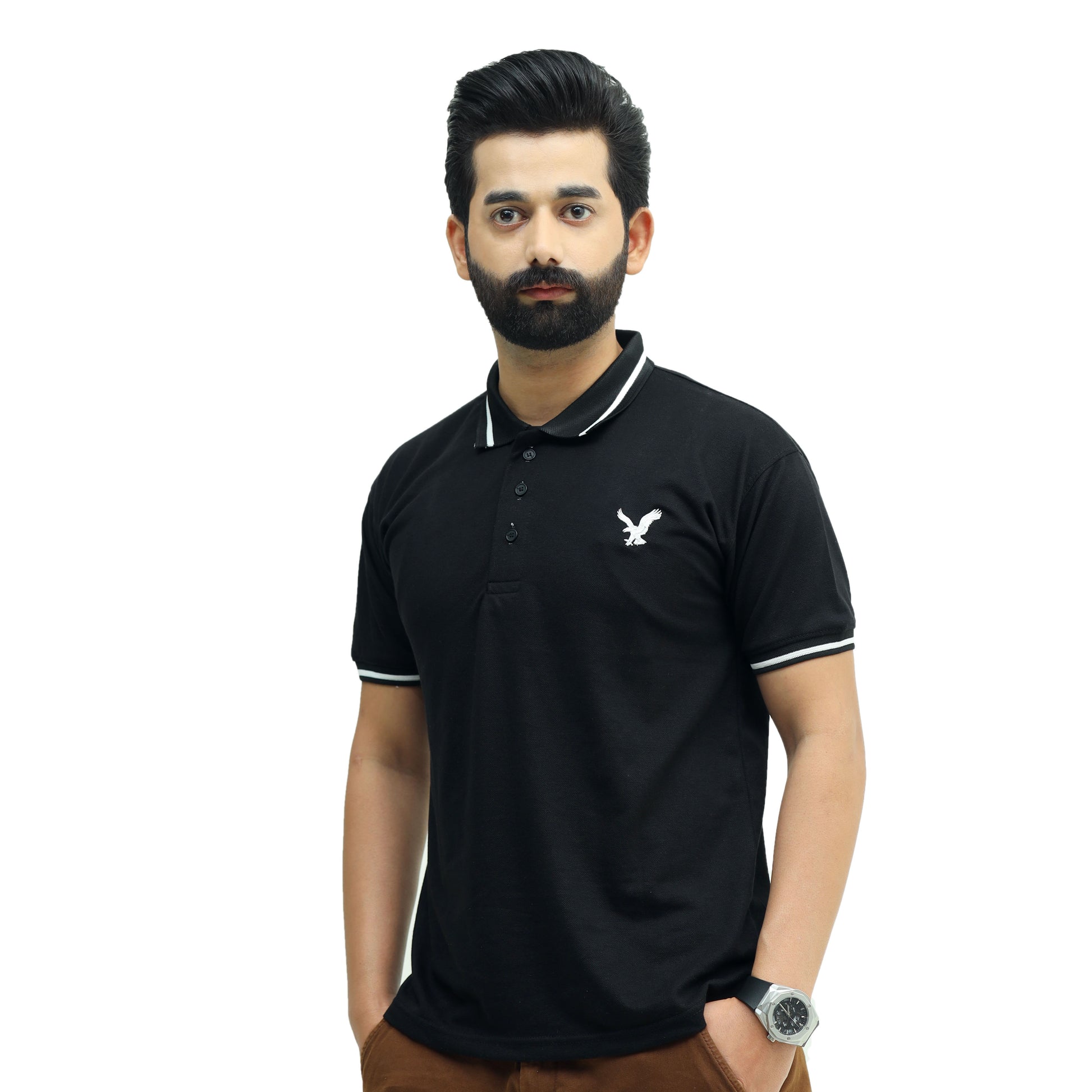 Black Half Sleeves Polo T-Shirt