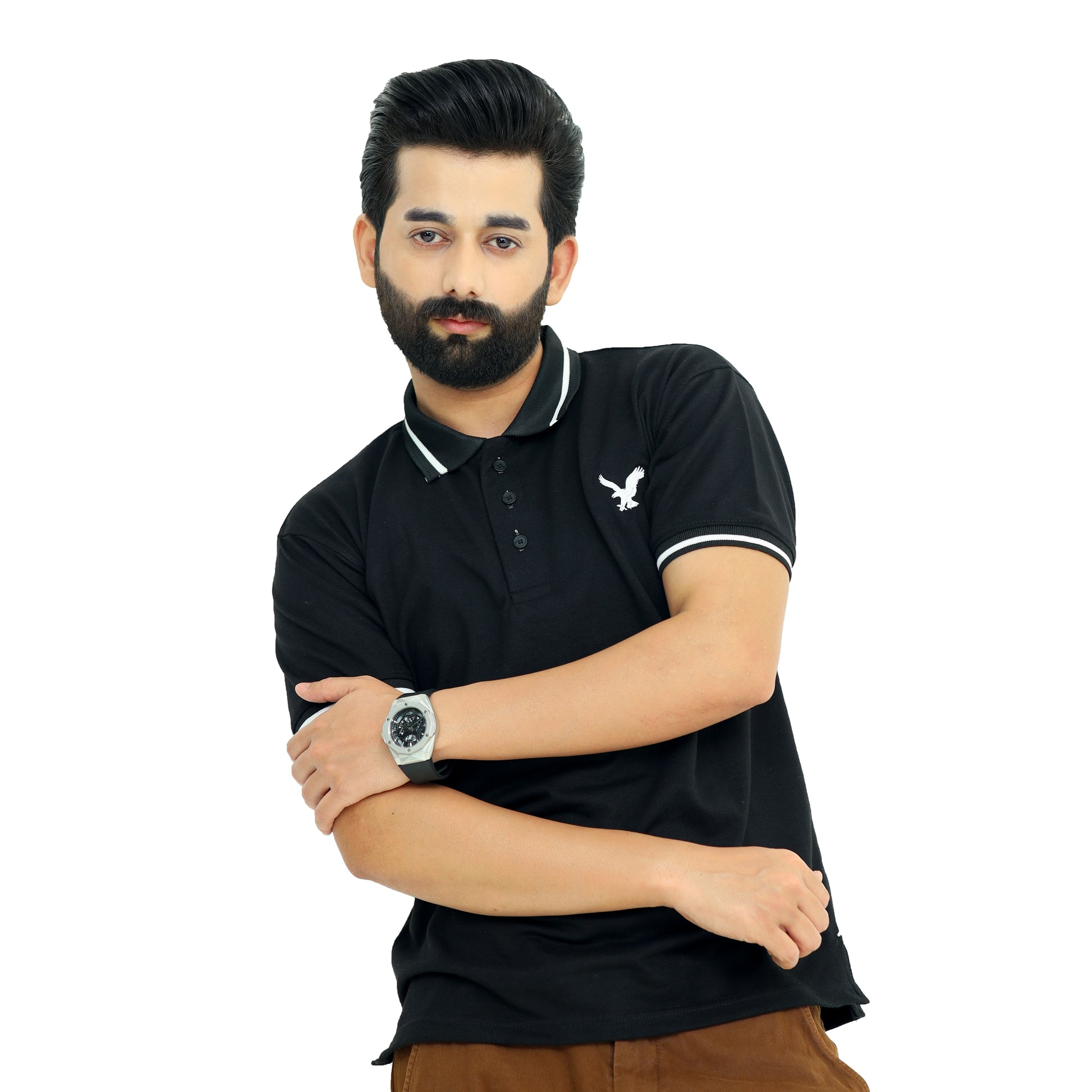 Black Half Sleeves Polo T-Shirt