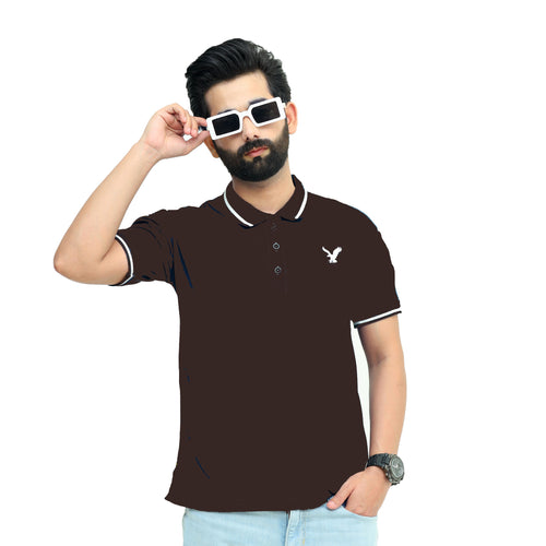 Dark Brown Half Sleeves Polo T-Shirt