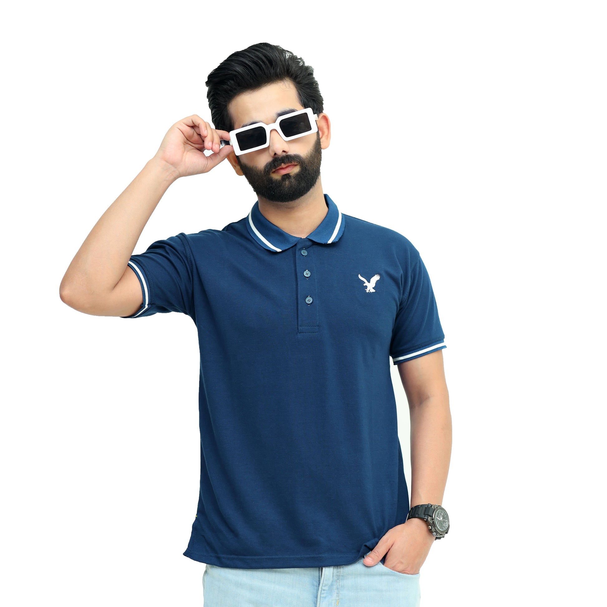 Navy Blue Half Sleeves Polo T-Shirt