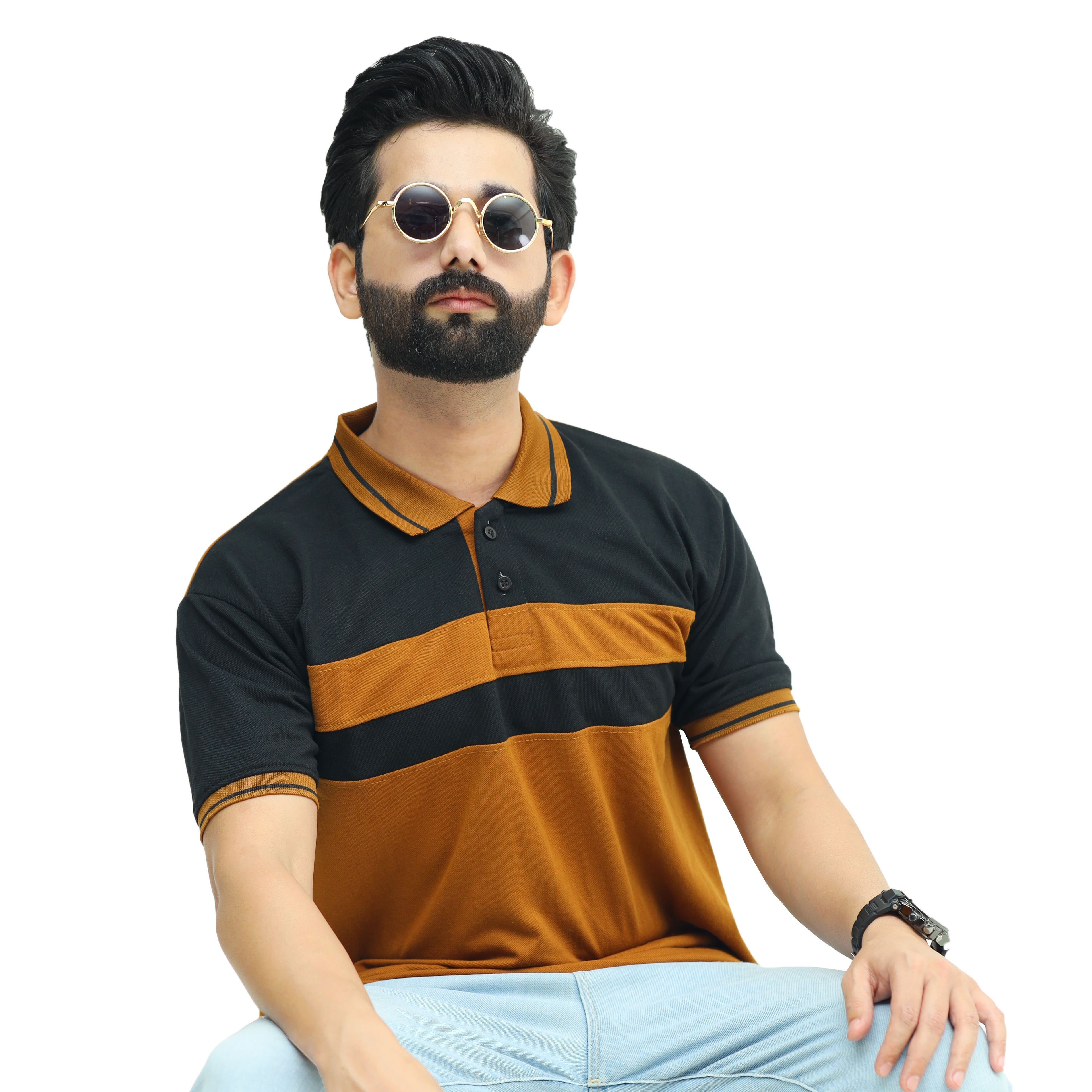 Camel Black Polo T-Shirt