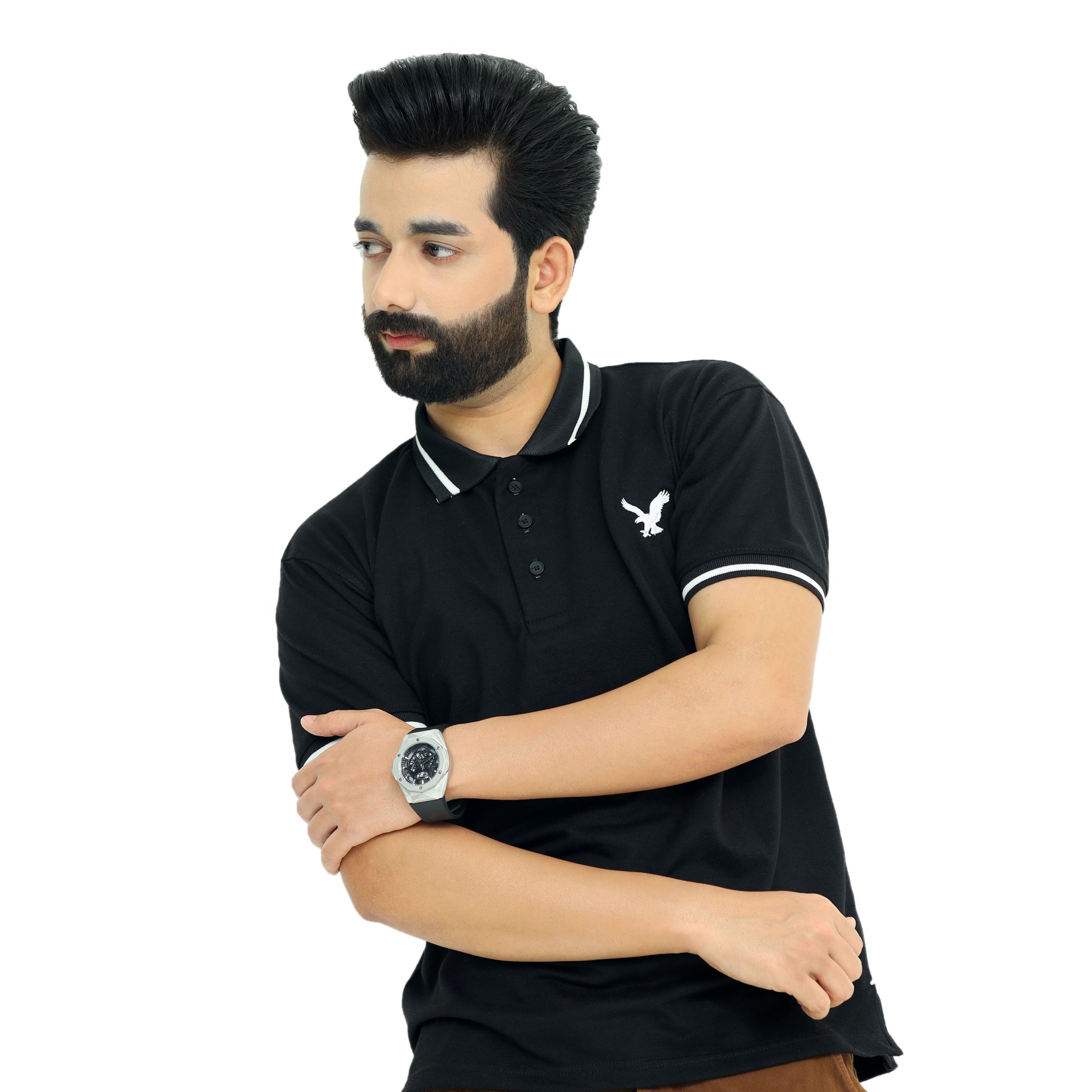 Black Half Sleeves Polo T-Shirt