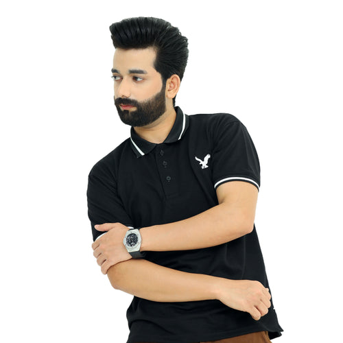 Black Half Sleeves Polo T-Shirt