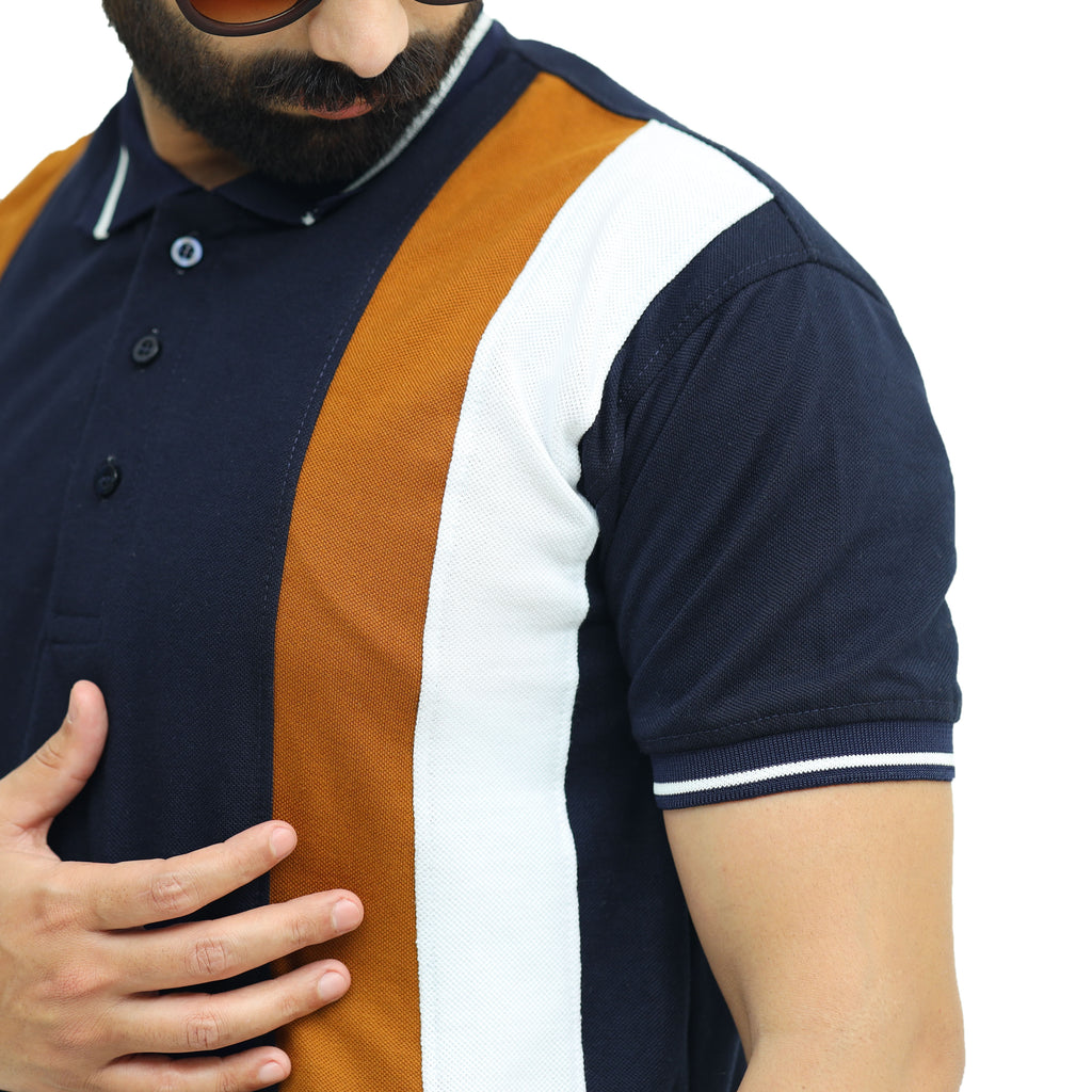 Navy Blue Lining Polo T-Shirt
