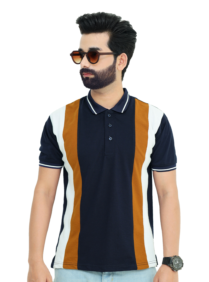 Navy Blue Lining Polo T-Shirt